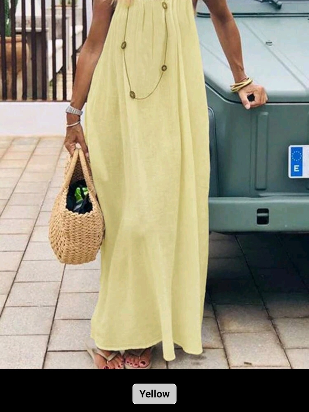 Light Yellow Maxi Dress - Sleeveless Summer Style